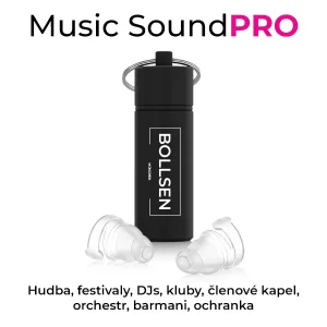BOLLSEN Music SoundPRO špunty do uší pro hudbu - hudba, festivaly, DJs, kluby, clenove kapel, orchestr, barmani, ochranka