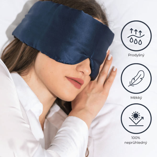 Žena s Deep Sleep Mask a Symboly Výhod